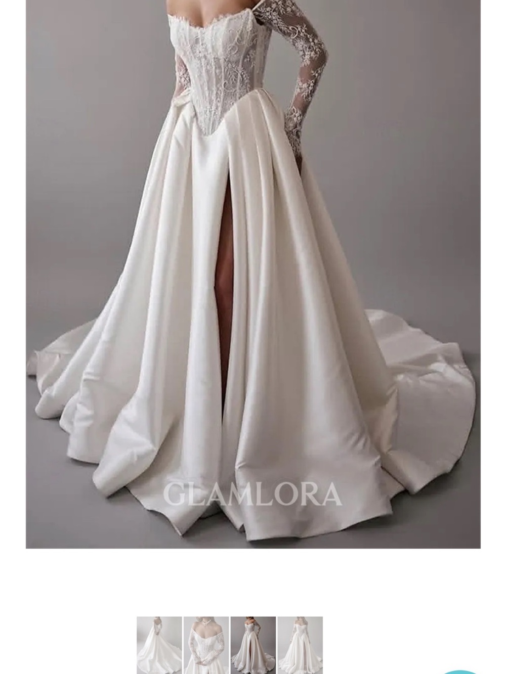 Ivory Lace Corset Ball Gown Dress